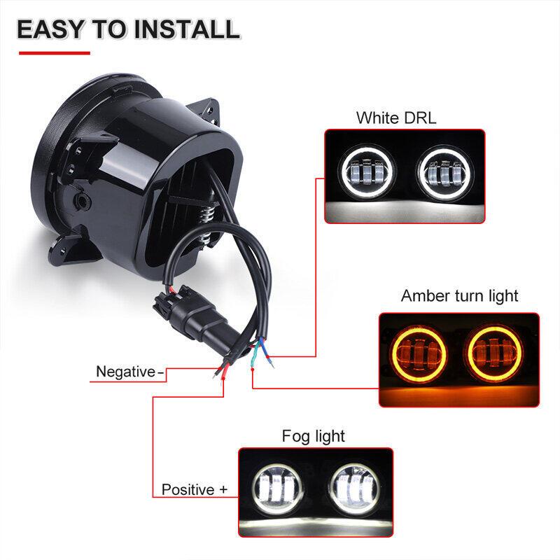 Product Introduction of 【High Quality】2pcs 4inch 3.5inch LED Fog Lights 60W Amber Yellow CREE Led Chip Driving Offroad Fog Light Drl Sport Light Car for Jeep Motorcycle Car 11