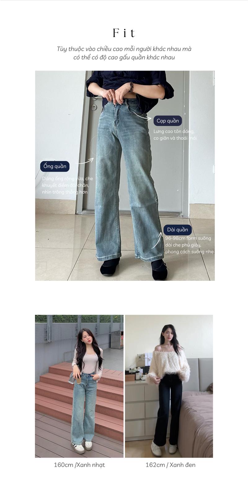 Product Introduction of Quần Jean Ống Rộng "Uri Jeans" Tulidu, Ống Đứng Rộng Chất Co Giãn Vải Cotton Jeans Cao Cấp [S90] 5