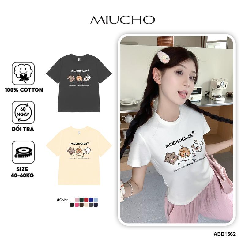 Áo baby tee in động vật nhỏ dễ thương form ôm ABD1562 Miucho vải cotton co giãn in mix