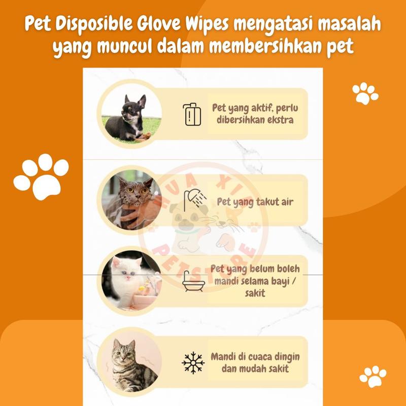Tisue Basah Sarung Tangan Pembersih Anjing Kucing Pet Cleaning Glove Wipes 1