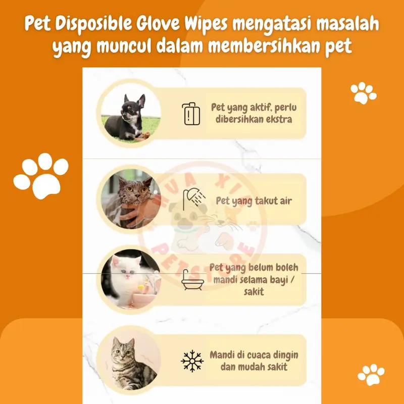 Tisue Basah Sarung Tangan Pembersih Anjing Kucing Pet Cleaning Glove Wipes 1