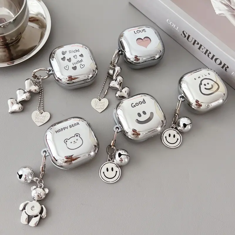 Vỏ tai nghe Samsung Galaxy Buds Live Buds FE Buds 2 Pro, vỏ Galaxy Buds2, gấu mặt cười, mạ điện, chống sốc, bảo vệ tai nghe