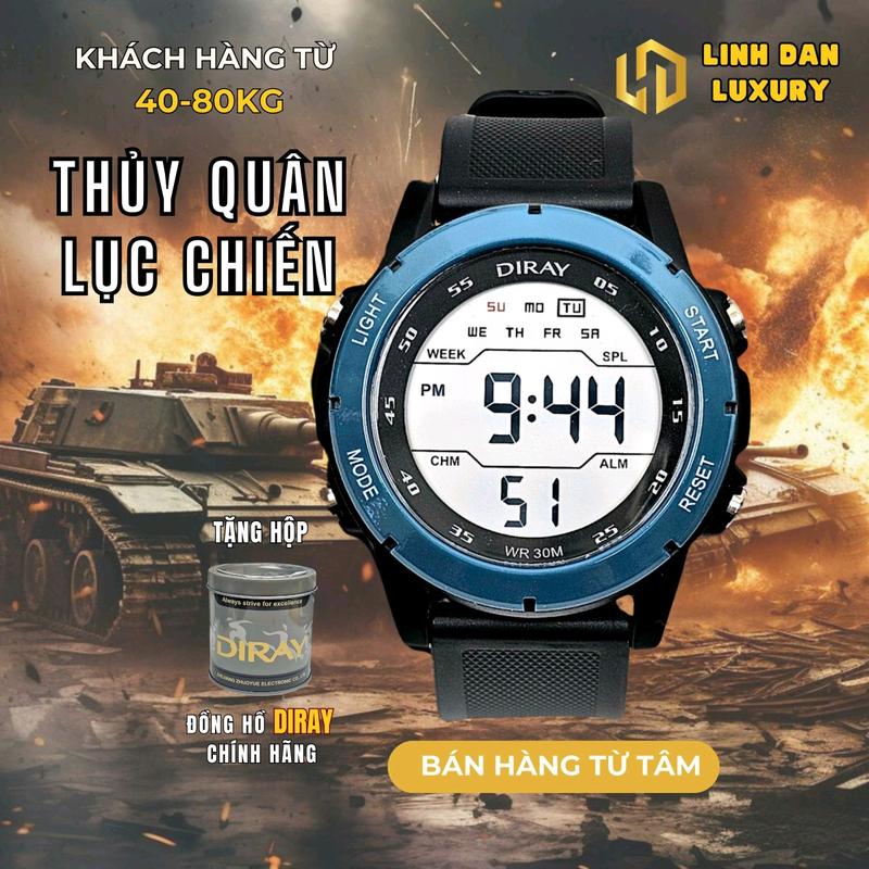 Đồng Hồ Nam Đẹp Thể Thao Thuỷ Quân Lục Chiến Học Sinh cấp 2,3 Sinh Viên , Điện Tử Thể Thao Chính Hãng DIRAY 8106GC (Từ 40KG) - Đồng Hồ Trẻ em , bé trai - Đèn Led, Chống Nước 30m Watch Đeo Tay Voi