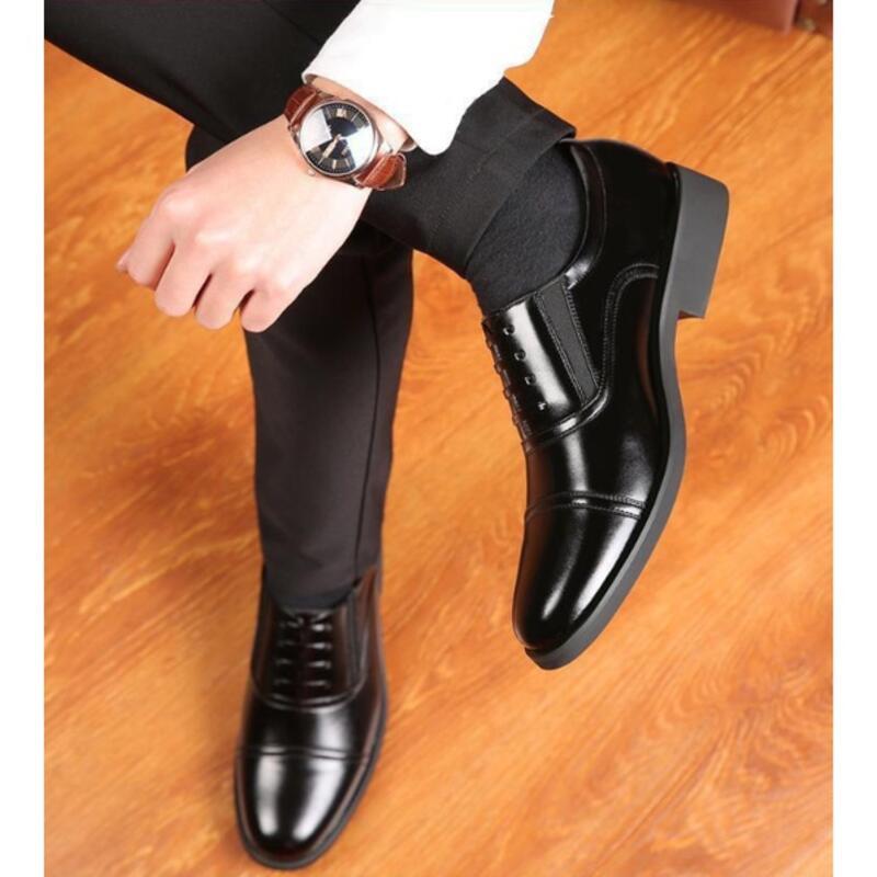 Product Introduction of Experimental Leather Shoes Round Head Breathable Formal Fashion Simple Business Style For Men 3