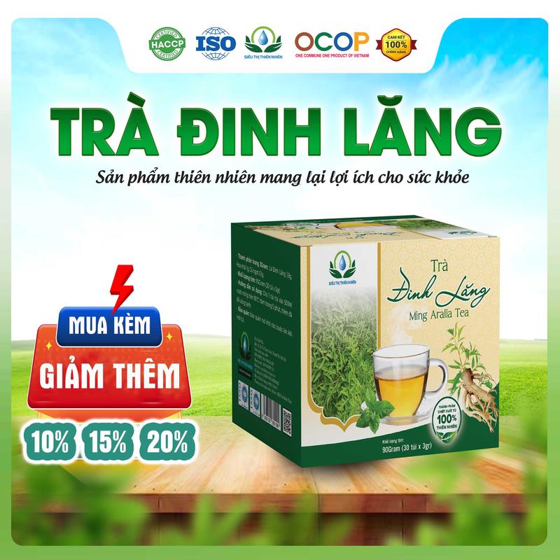 Trà Đinh Lăng hộp 30 Túi Lọc x 3Gram Siêu Thị Thiên Nhiên Nước Trà Chè Tea Sen