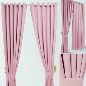 Gorden Hordeng Blackout Polos Emboss minimalis mewah Curtain jendela pintu warna pink