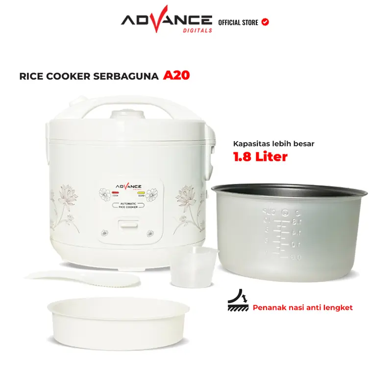 Rice Cooker Advance A20 1.8 Liter rice cooker Penanak Nasi Serbaguna 3 in 1 Listrik Sendok 2