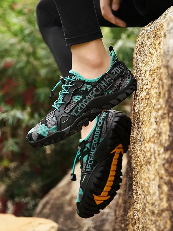 Unisex Letter Patched Colorblock Water Shoes, Sporty Quick Drying Beach Shoes, Outdoor Swimming Pool River Boating Fishing Diving Surfing Yoga Shoes 1
