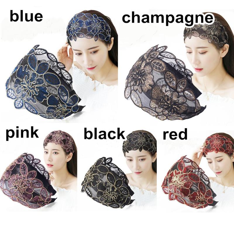 Product Introduction of Toothed Embroidery Flower Vintage Lace Hair Bands Floral Printed Head Hoop 13