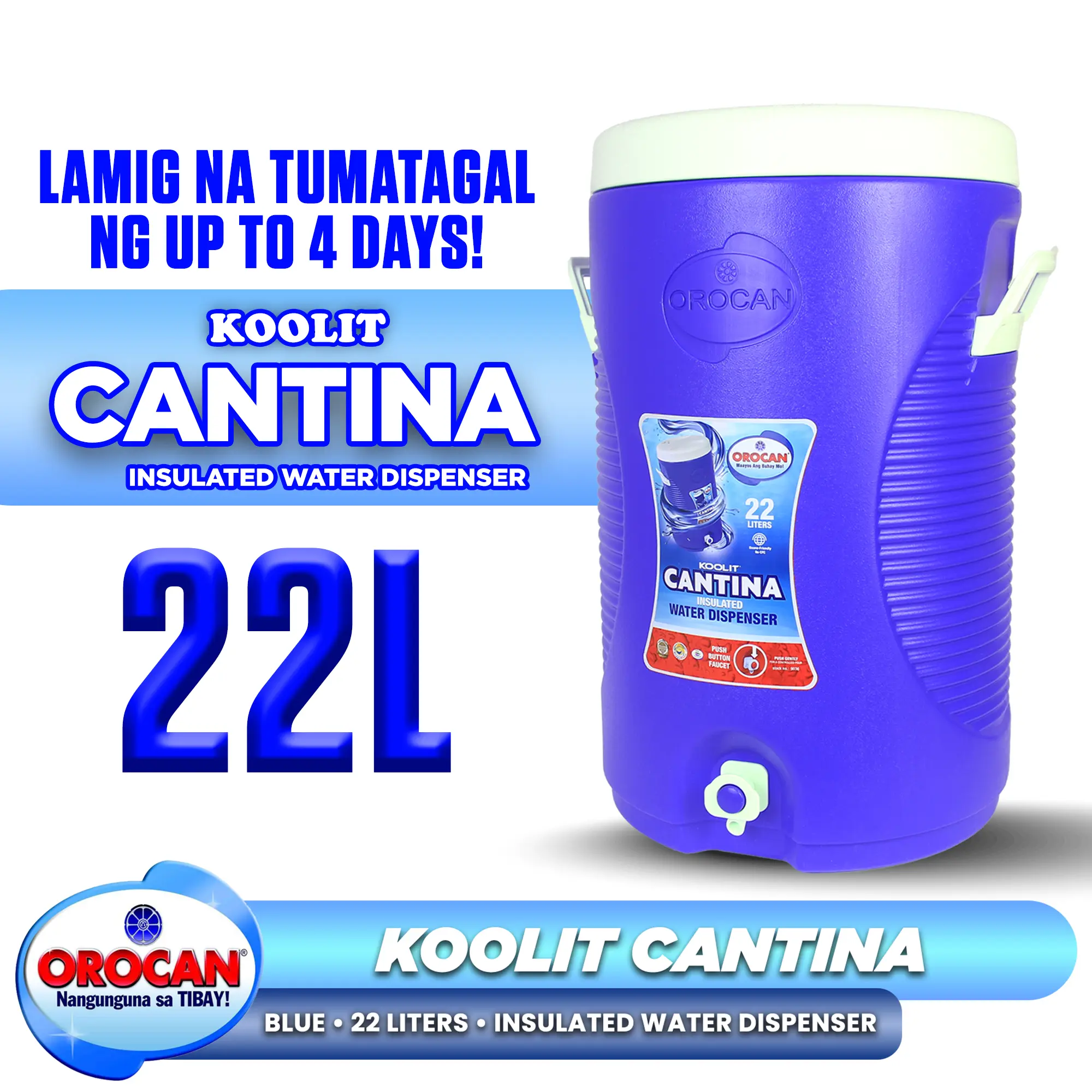 Orocan Koolit Cantina Insulated Jug Water Dispenser 22 Liters Drinkware Water Jug