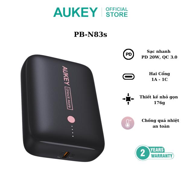 Pin sạc dự phòng Aukey PB-N83S 10000mAH sạc nhanh 20W - 2 cổng PD nhỏ gọn