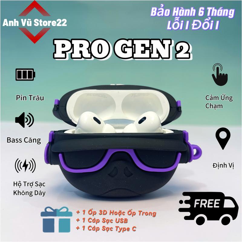 [Anh Vũ Store22] Tai Nghe AP PRO GEN 2 Chip 1562 Pin 8H, Kèm Ốp 4D, 2 Cáp Sạc, Núm Thay Thế, Bảo Hành 6 Tháng Lỗi 1 Đổi 1, Phù Hợp Với Mọi Dòng Máy, tai Nghe Bluetooth Nhét tai tai nghe iphone pro2