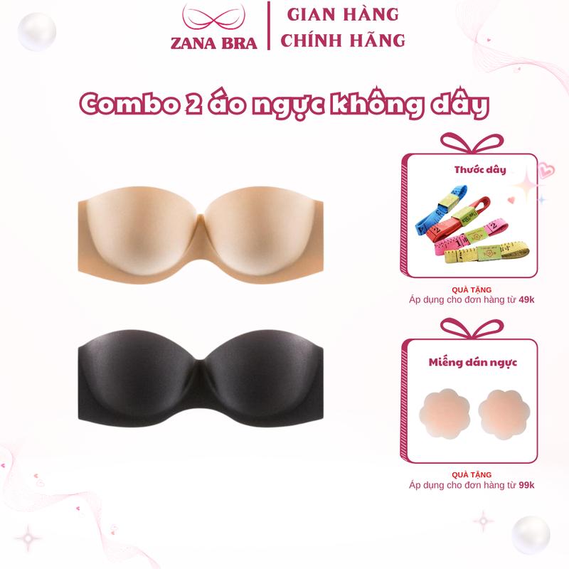  Combo 2 Áo Ngực Không Dây Áo Lót Nữ Cúp Ngang Mút Mỏng Không Gọng Mặc Đầm Hở Lưng ZANA BRA A218 Women 