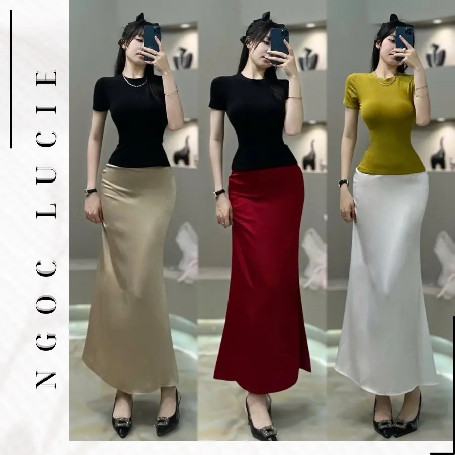 (DÀI 90CM) CV14 - Chân Váy Lẻ Lụa Tô Châu Cao Cấp - Ngọc Lucie