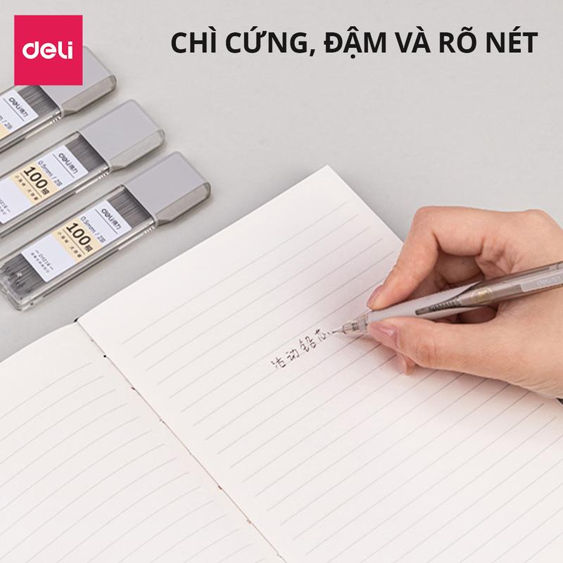 Ruột bút chì kim 0.5mm Deli - ngòi chì kim 100 chiếc 2B, lõi chì bấm nhỏ gọn tiện lợi phù hợp cho học sinh, văn phòng 6