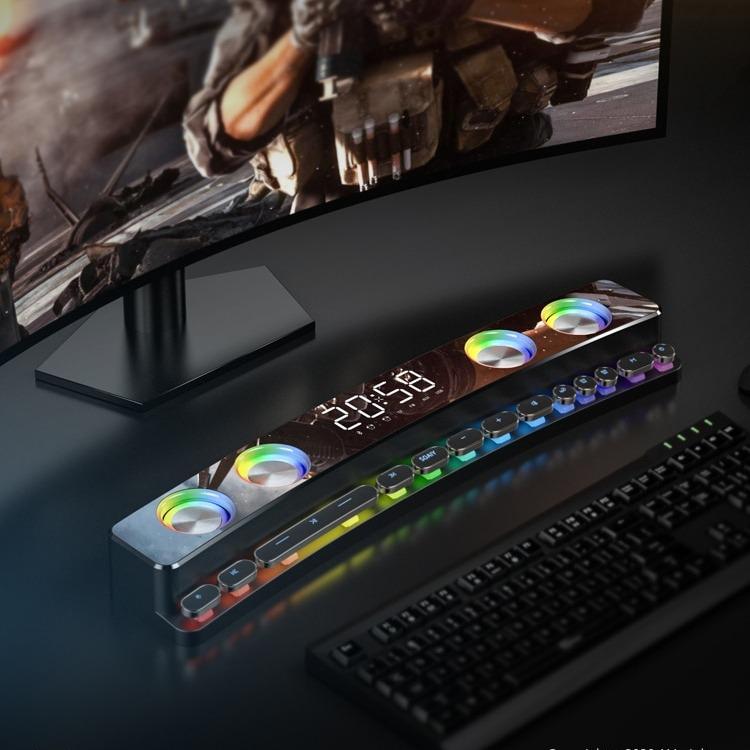 Loa bluetooth nghe nhạc game thủ SOAIY SH39S (Bản nâng cấp 2024 nội địa trung)- Âm thanh HIFI | 2 loa bass 6W - Bluetooth/AUX/Thẻ nhớ- Tích hợp Micro  Soundcard - PC Mode - Pin 3600 mAh - LED RGB - Đồng hồ kỹ thuật số - Phím cơ - BH 12 tháng