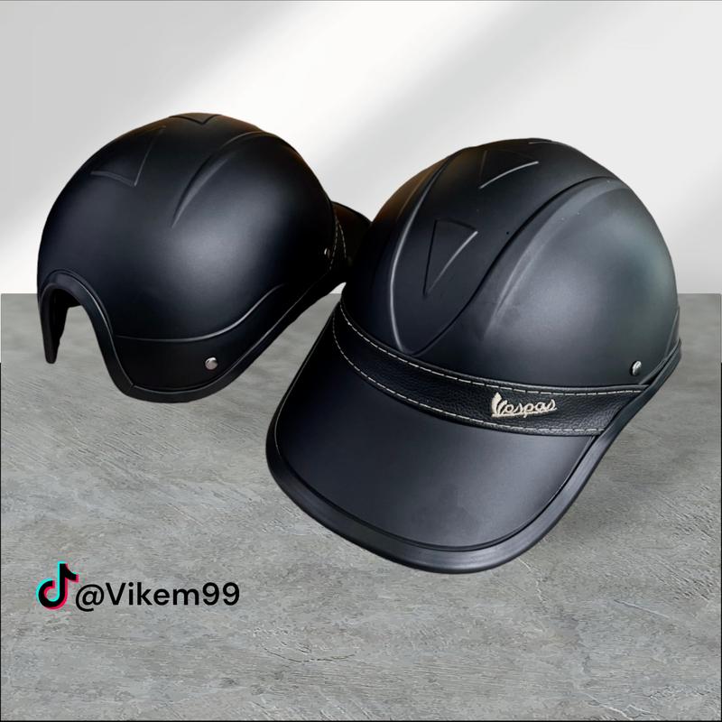 NÓN BẢO HIỂM KẾT VESPA FULL ĐEN nón Nữ