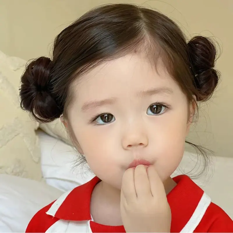 Kẹp Tóc Giả Cho Trẻ Em, Kẹp Tóc Quả Cầu Nơ Cho Bé Gái, Kẹp Tóc Mầm Tóc, Phụ Kiện Tóc Tóc Giả Dễ Thương 3
