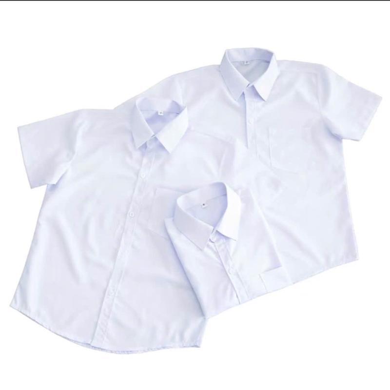 Áo sơ mi trắng học sinh nam 15-70kg cộc tay