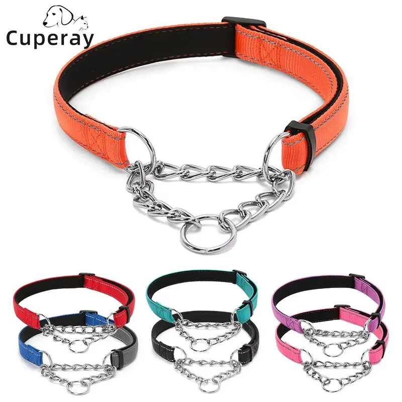 Vòng cổ cho thú cưng, Martingale cổ áo - Dây chuyền thép không gỉ, Vải Nylon phản quang, Thích hợp cho chó Nhỏ, Trung Bình và Lớn 0