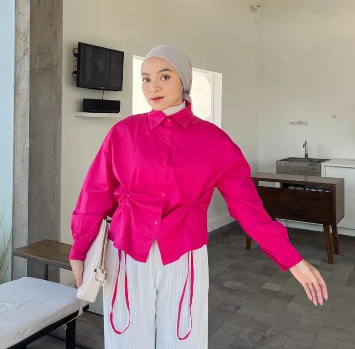 Yuji blouse atau kemeja serut Oversize by jinora Wanita Atasan 2