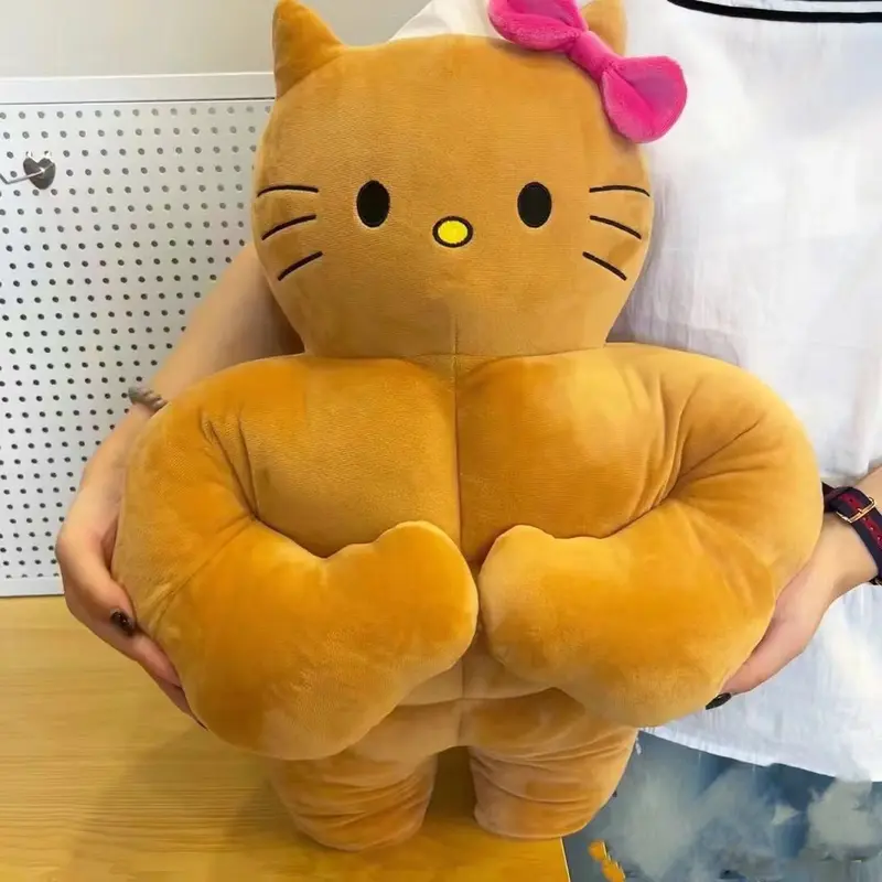 Cơ bắp vui nhộn Búp bê Hello Hellokitty Da đen Búp bê Hello Kitty Búp bê Hello Kitty Gối cho bé gái đang ngủ 1