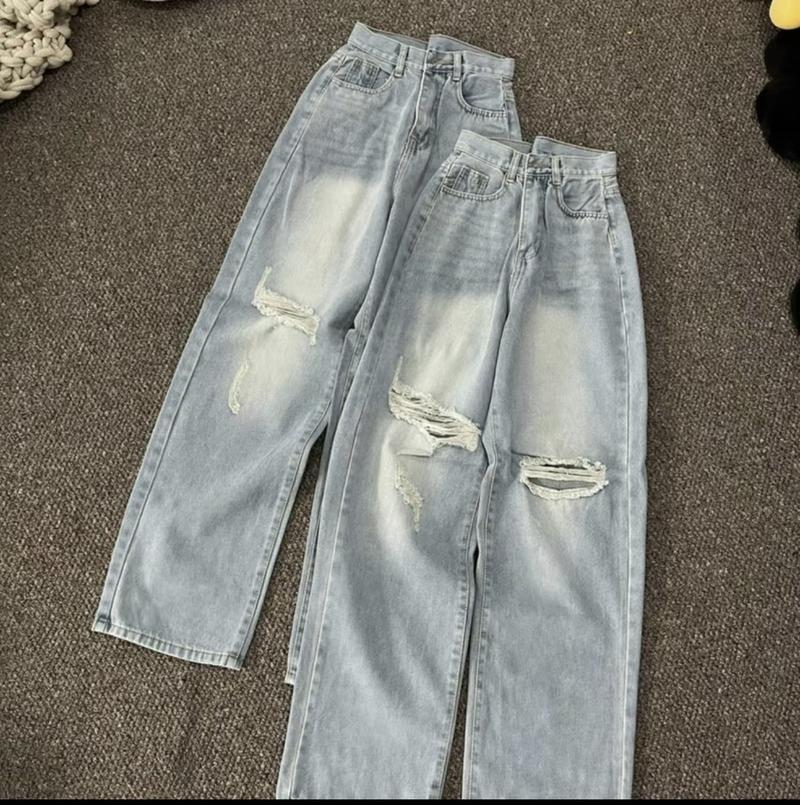 Product Introduction of Quần Jean Nữ Ống Rộng Lưng Cao Nâng Mông Rách Gối S-5644 - Chất liệu bò xanh bạc , không nhăn, che khuyết điểm và tôn lên vòng 3 - Ong, Women 12
