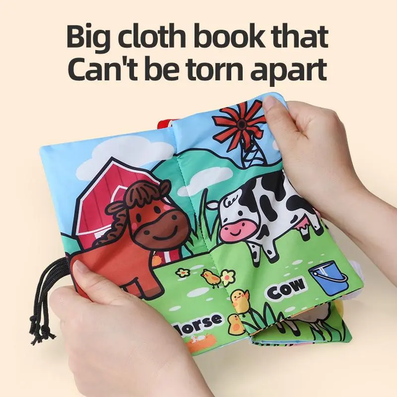 Farm Themed Cloth Book, 1 Count Tear-proof Animal Tail Cloth Book, Early Education Interactive Toy for Parent-child Time 2