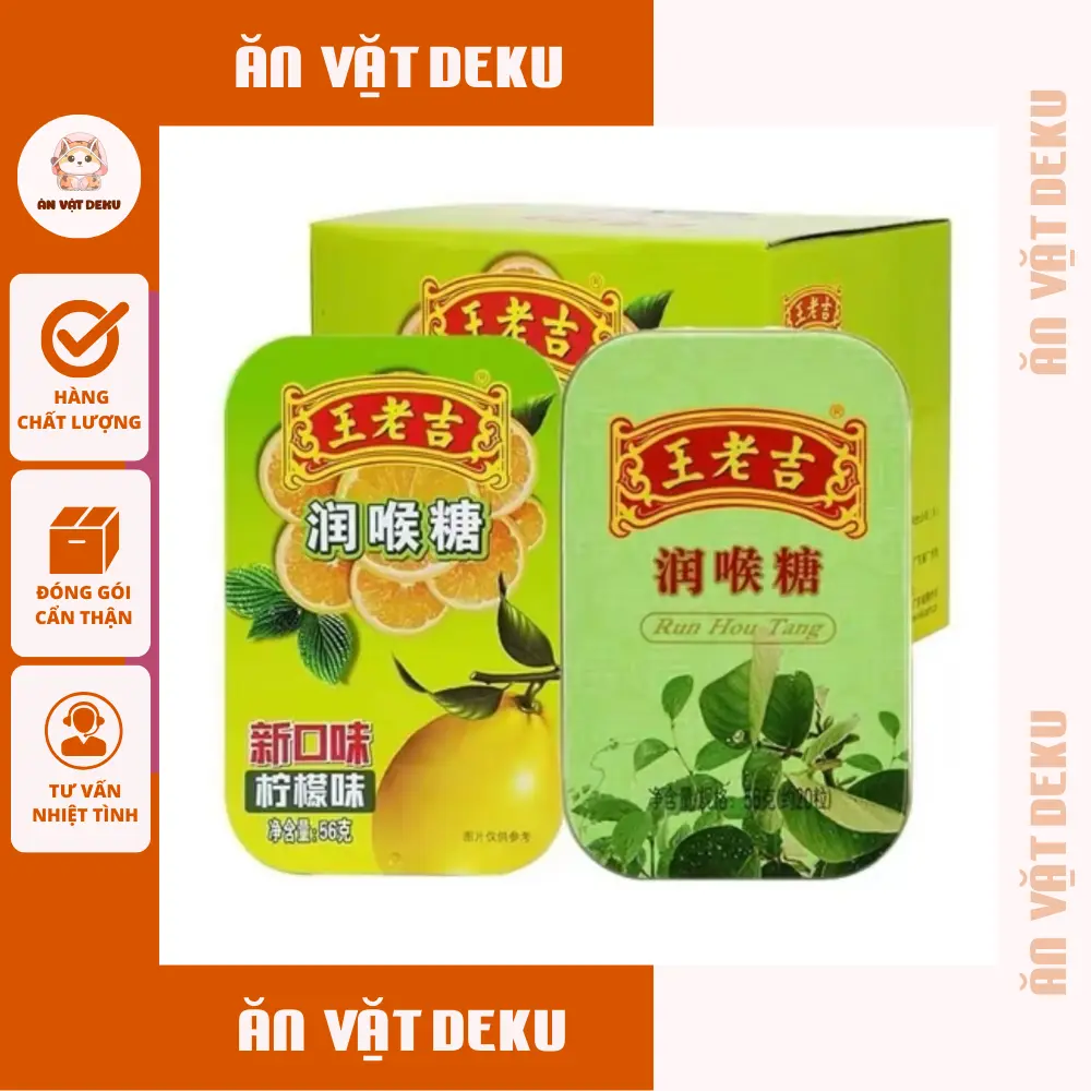 Kẹo Ngậm Run Hou Tang Vị Sâm Thảo Mộc Bạc Hà và Vị Chanh - Ăn Vặt Deku