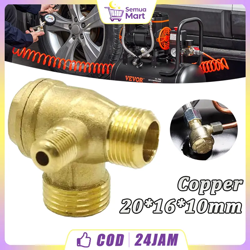 Katup Satu Arah Kompresor 20x16x10mm Check Valve Tembaga Anti Bocor, Sparepart Pengganti Segel Rapat