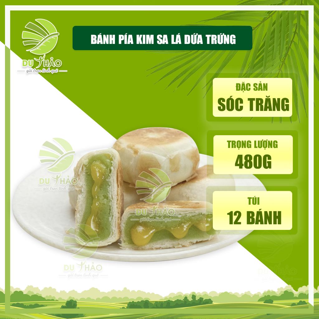 Bánh pía kim sa LÁ DỨA trứng muối tan chảy 480g túi 12 bánh , bánh pía ...