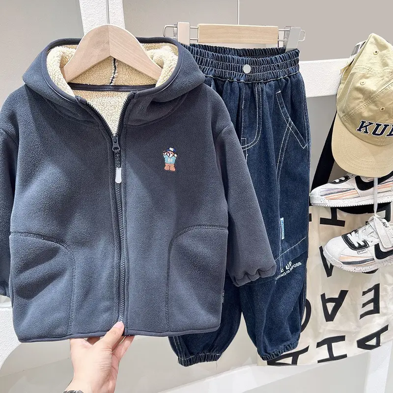 Áo khoác KACADY KIDS lông cừu bé trai siêu ấm lót lông kiểu dáng hàn quốc thu đông cho bé 2025 mẫu mới Cotton 1