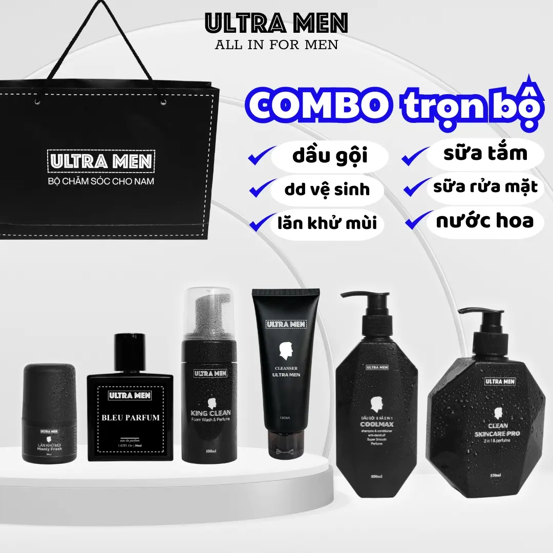Quà Tặng bạn trai cao cấp , Combo nam giới Ultra Men đầy đủ 6 món