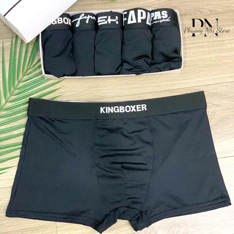 Combo 6 quần sịp đùi nam Boxer mặc đủ 1 tuần, quần lót nam màu đen chất vải thun lạnh co giãn 4 chiều - Menswear Thun Quần Boxer Boxer 2