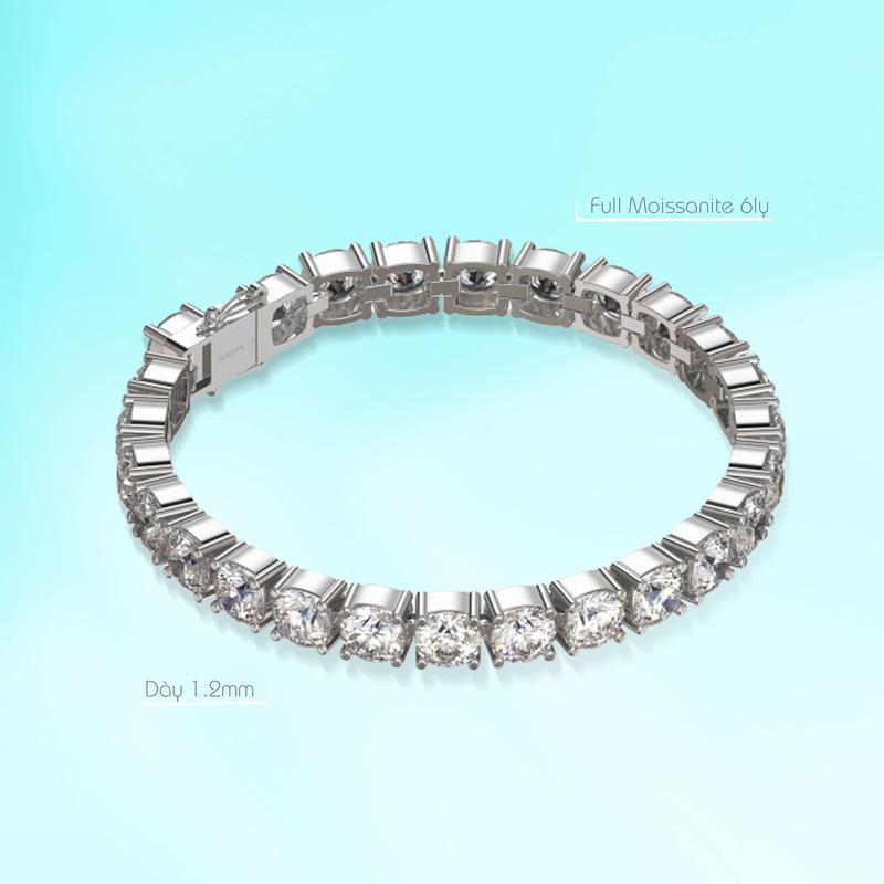 Lắc Tay Glosbe Bạc Nam Tennis  6ly, Lắc Tay + Hộp Quà Tặng, quà tặng nhân dịp Valentine, 8/3,...