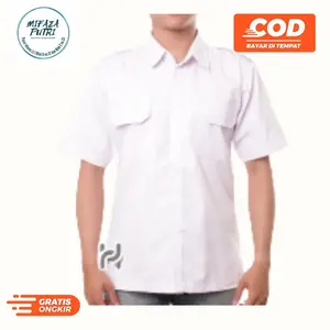 Kemeja Lengan Pendek Saku dua Atas model Jokowi Pns Pdl Pultih polso