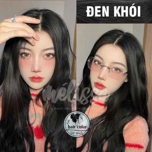  Thuốc nhuộm tóc màu ĐEN KHÓI   Phủ được tóc bạc  kèm oxy TRỢ dưỡng + găng tay  