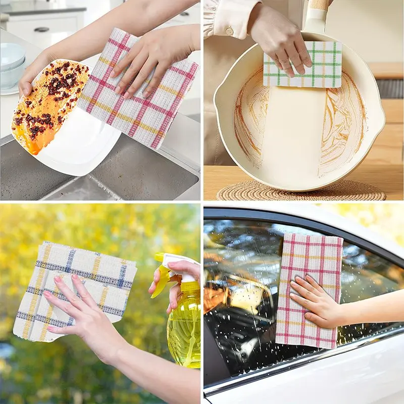 Reusable Dish Cloth, 12pcs Soft Absorbent Dish Towel, Household Cleaning Tool for Kitchen Bathroom, Kitchen Cleaning Supplies 4