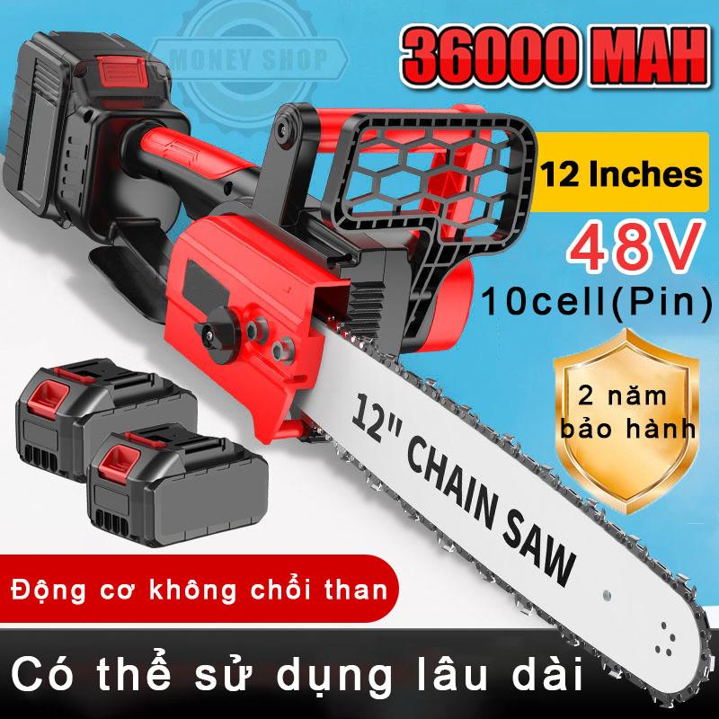 máy cưa cầm tay chạy pin 4800W máy cưa xích điện Cắt cây 50CM máy cưa xích pin 12INCH Động cơ không cơ hơn