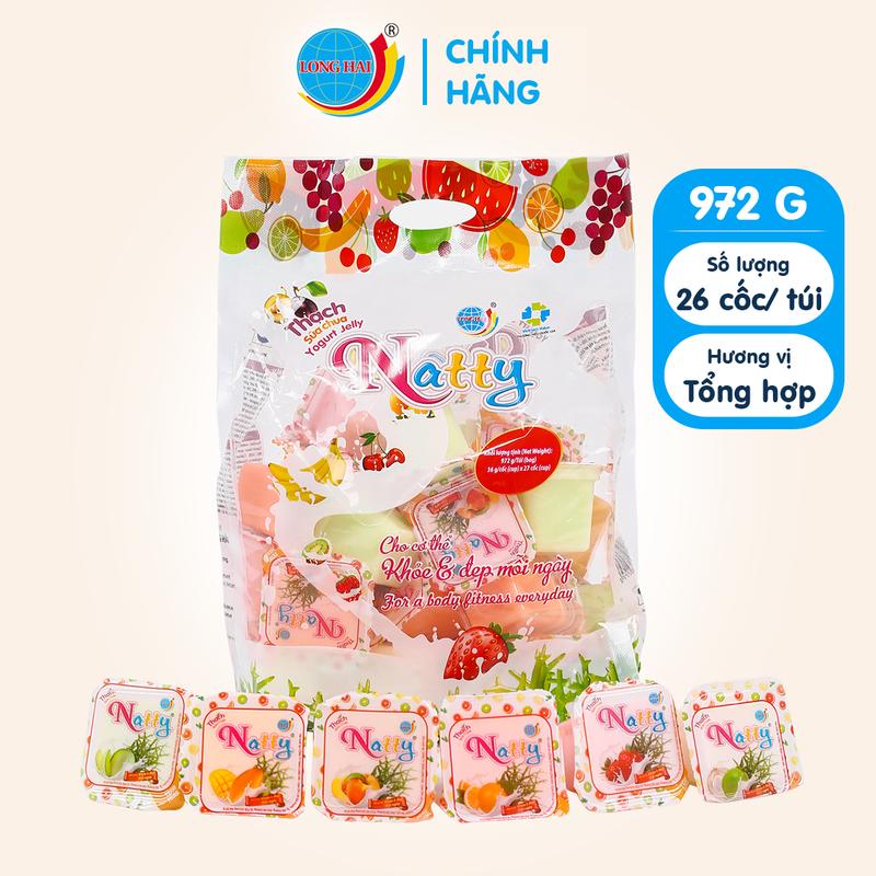 Thạch Sữa Chua Natty Túi Quai Xách Long Hải Trọng Lượng 972 G Snack Ăn Vặt