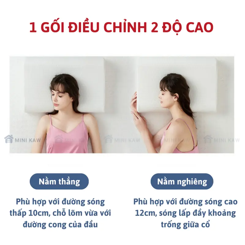 Gối cao su non cao cấp Kaw - Hàng Chính Hãng, Mềm Mại, Chống Đau Mỏi Vai Gáy, Bảo Hành Chính Hãng 3