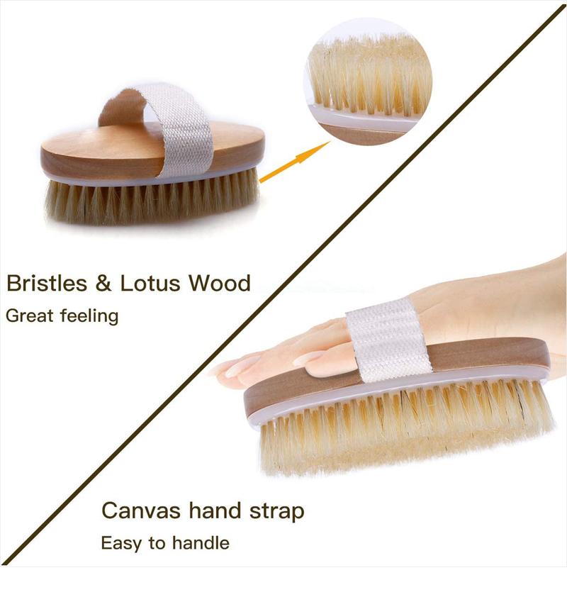 Product Introduction of 1pcs Exfoliating Wooden Body Massage Shower Brush Natural Bristle Bath Brush Soft SPA Woman Man Skin Care Wet Dry Body Brush Accessory Light Smooth Hand Personal 19