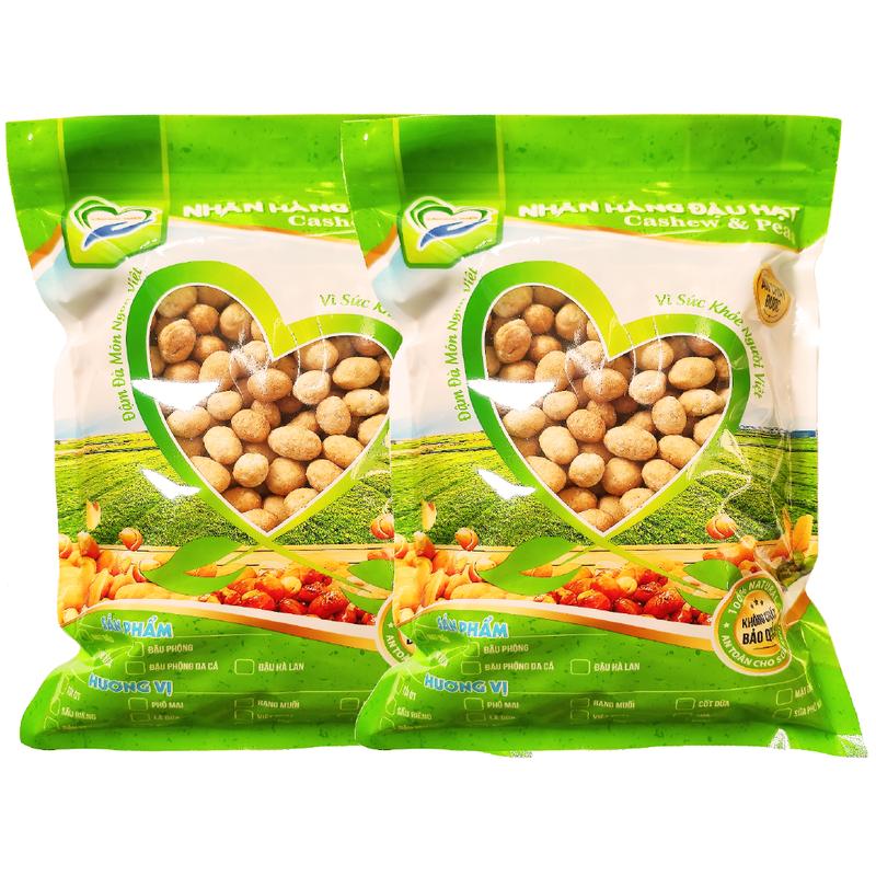 Combo 1KG Đậu Phộng Da Cá Cốt Dừa Tâm Đức Thiện 2 Túi Hộp x 500GR đồ ăn vặt Snack Nuts Food