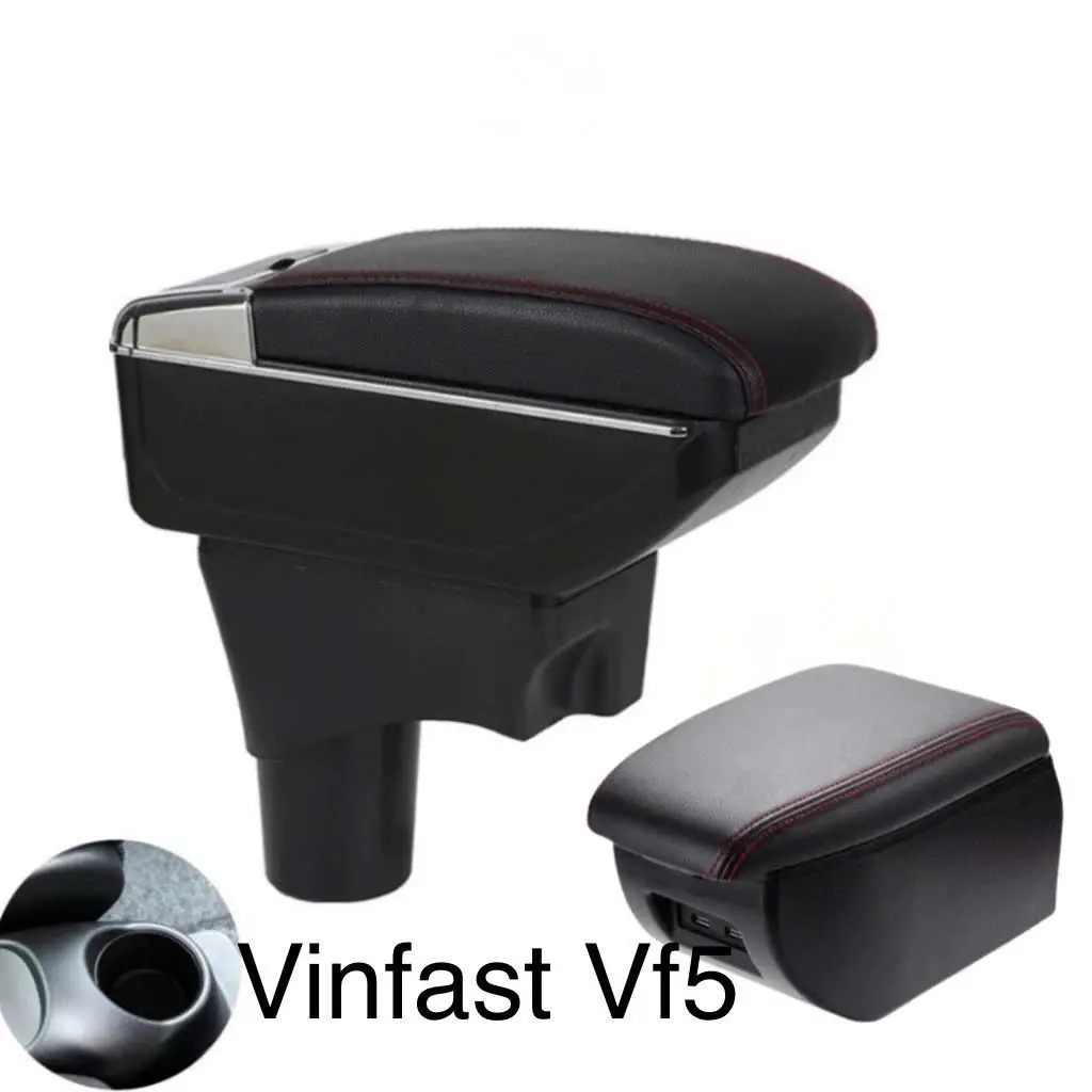 (Kèm Quà Tặng) Hộp tỳ tay xe Vinfast VF5 cao cấp Màu đen có cổng sạc USB tiện lợi, lắp đặt dễ dàng