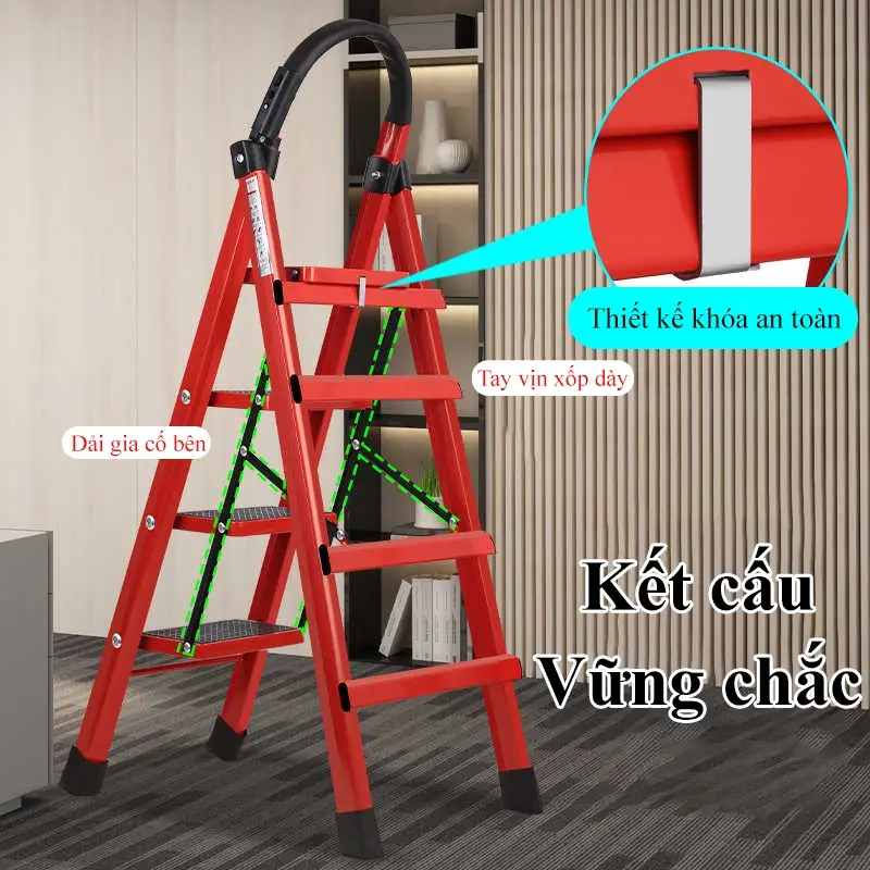 Thang Gấp Gọn TIMTOLL 3/4/5 Bậc Kim Loại Thép Carbon Chống Trượt - Đen 1