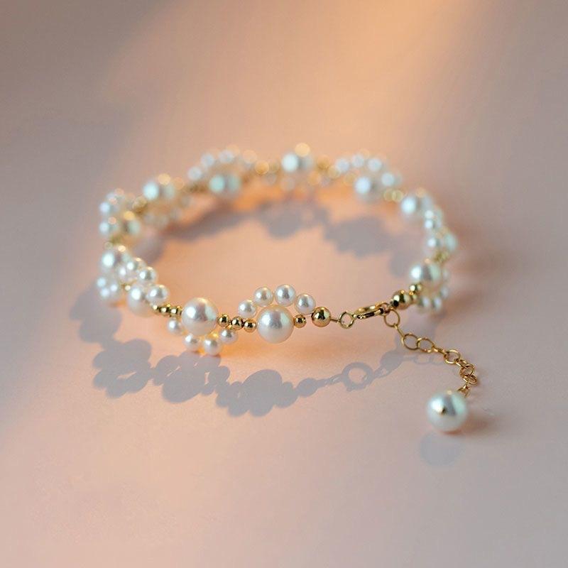 Product Introduction of Women Gold Color French Retro Pearl Bracelet Jewelry Best Gift for Friends Sister 4