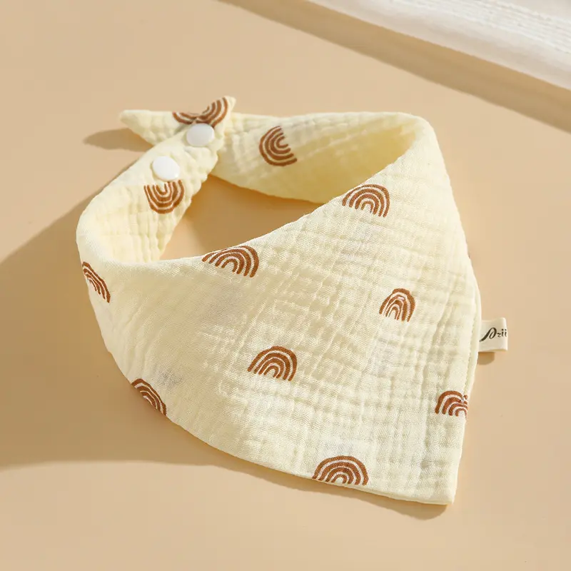 Yếm Trẻ Em Bé 1 Cái, Làm Bằng Bông Muslin, Thích Hợp Cho Trẻ Sơ Sinh, Nút Bấm, Mềm Mại, Thiết Kế Hình Tam Giác Hoạt Hình, Khăn Nước Bọt, Vải Ăn, Cho Bé Gái Và Bé Trai, Yếm Nước Bọt Cho Ăn 7