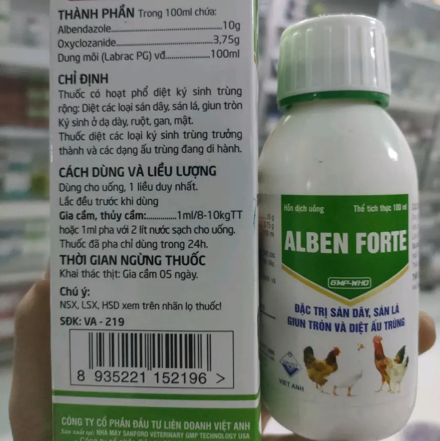 Alben forte 100ml sán dây, sán lá, giun tròn và ấu trùng( thuốc bổ dinh dưỡng cho thú cưng)