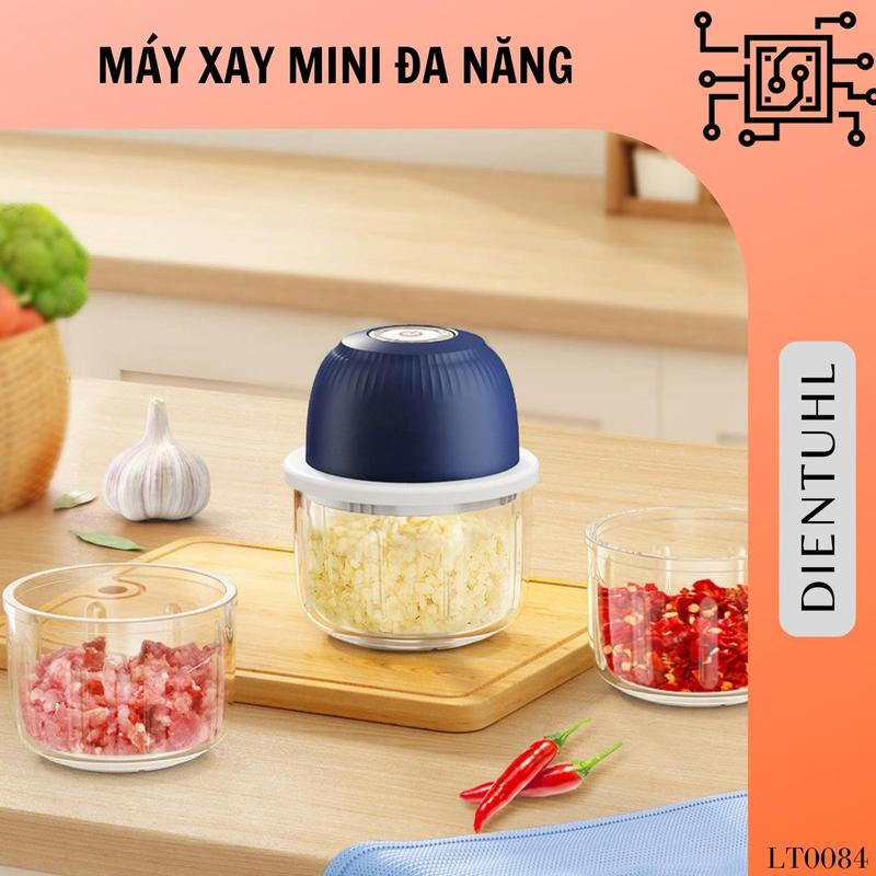 Máy xay mini đa năng không dây - Máy xay thịt, tỏi, ớt, rau củ mini cầm tay - Máy xay mini sạc tích điện - Máy xay 350ml cối thuỷ tinh, 250ml cối nhựa