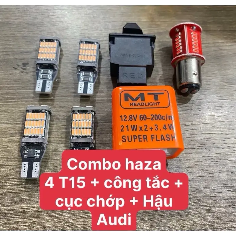 ￼Combo hazard Wave/Vision 4 Bóng T15 + Hậu Audi + Công tắc + Chớp Cực Nhanh Phụ Kiện Phụ Tùng